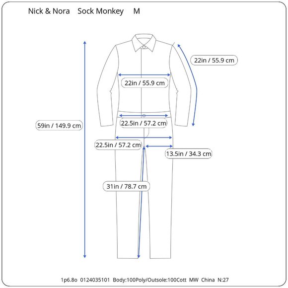 Nick & Nora Red Sock Monkey Pajamas Womens M Footie Unionsuit PJs Costume Solid - Picture 8 of 8